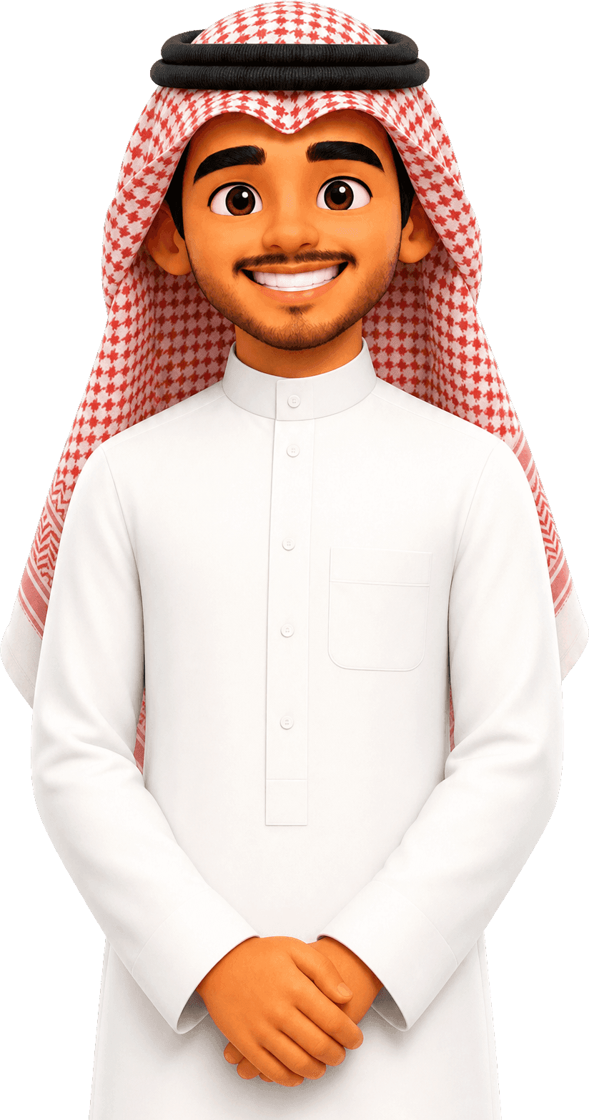 Ahmed Bafrj — 3D character in a Saudi thobe and shemagh